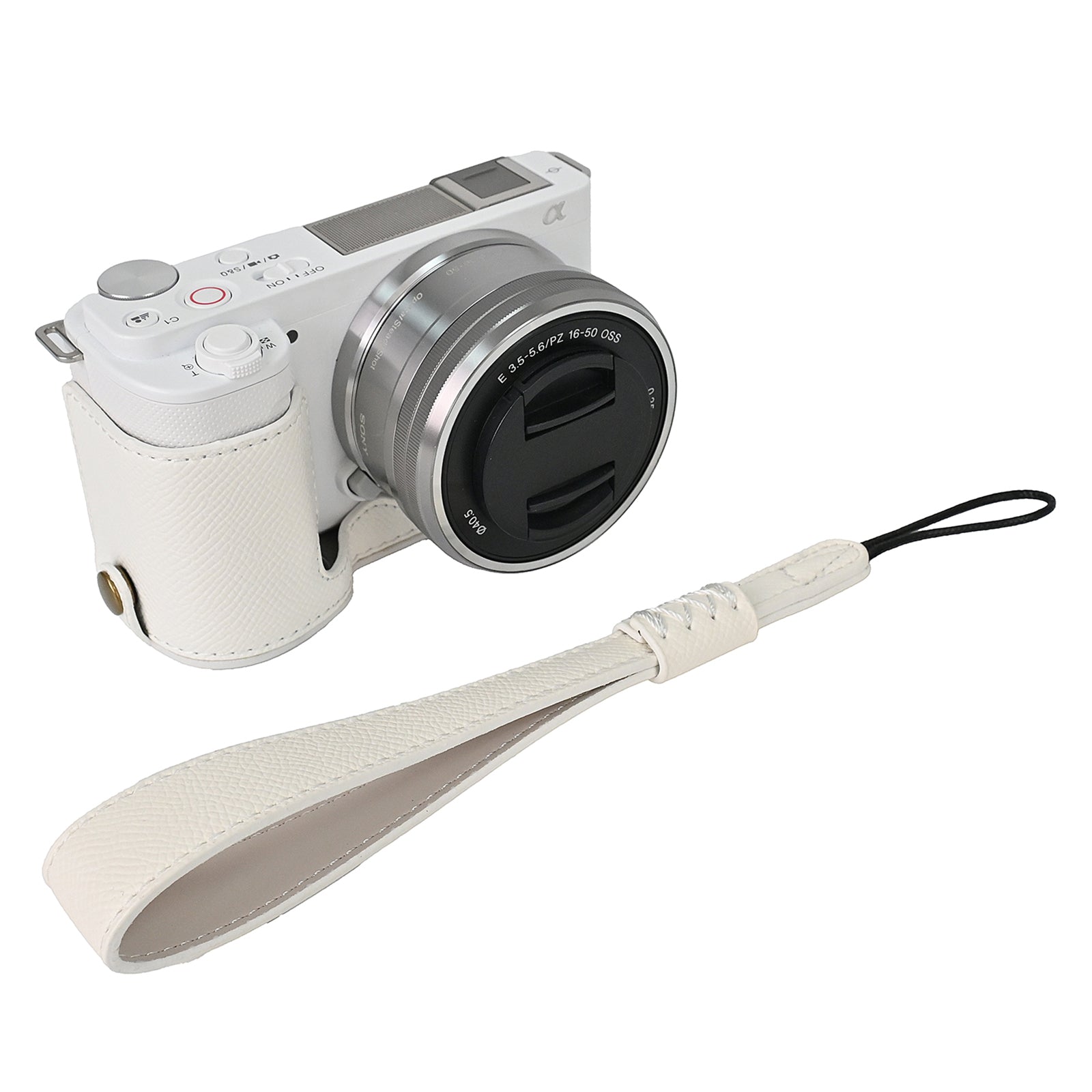 For Sony ZV-E10 PU Leather Bottom Case Battery Opening Design Camera Half Body Cover with Wrist Strap For Sony ZV-E10 PU Leather Bottom Case Battery Opening Design Camera Half Body Cover with Wrist Strap